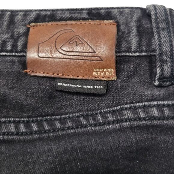 Quiksilver Jeans Size 34 W34"xL28" Men's Straight Fit Jeans Stretch Black Denim - Picture 8 of 8